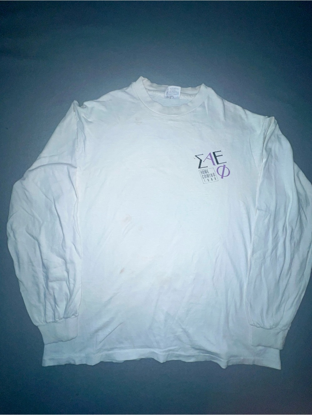 Vintage 1988 SAE AEPhi Homecoming Long Sleeve White T-Shirt XL Made in USA